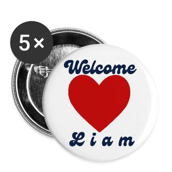 Welcome Liam - Buttons groß 56 mm (5er Pack) - Weiß - Vorne