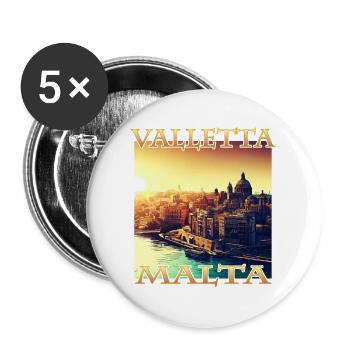 Coucher de soleil à La Valette : City Harbour à - Lot de 5 grands badges (56 mm) - blanc - Devant