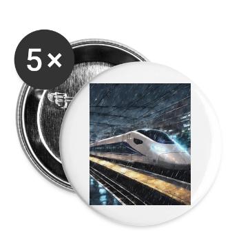 Night Rain Train Station Train Japan - Buttons large 2.2''/56 mm (5-pack) - white - Front