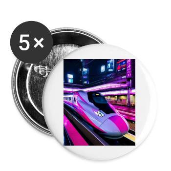 Zug Japan Tokio Nacht - Buttons groß 56 mm (5er Pack) - Weiß - Vorne