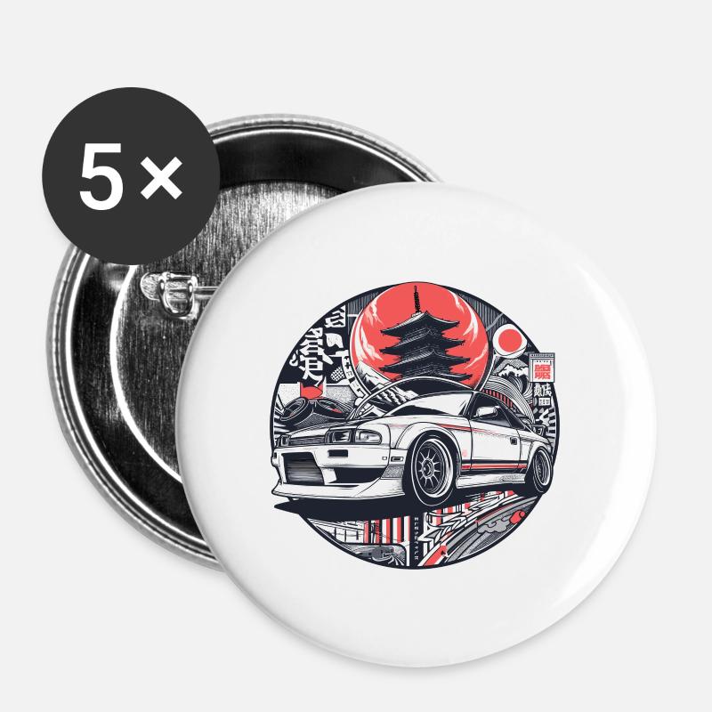 Japanese style car, JDM - Buttons large 2.2''/56 mm (5-pack) - white