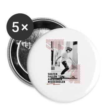 Skateboard Design Perfekt Jungen Geschenkidee - Buttons groß 56 mm (5er Pack) - Weiß - Vorne