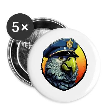 Police Parrot - Buttons large 2.2''/56 mm (5-pack) - white - Front