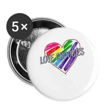 HERZ LOVE CHOOSES - Buttons groß 56 mm (5er Pack) - Weiß - Vorne