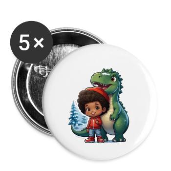 Sapin de Noël Dino - Lot de 5 grands badges (56 mm) - blanc - Devant