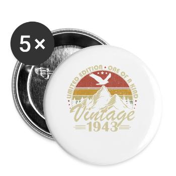 Vintage 1943 Birthday Gift Born in 1943 - Buttons large 2.2''/56 mm (5-pack) - white - Front