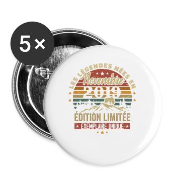 Les Légendes Sont Nées en Novembre 2019 - Cadeau - Lot de 5 grands badges (56 mm) - blanc - Devant