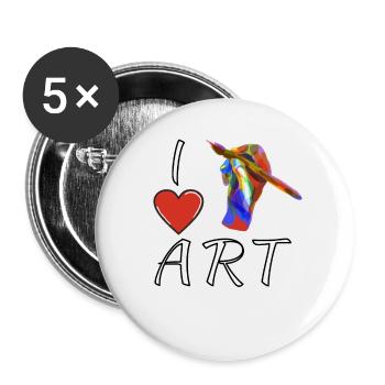I LOVE ART PINSEL HAND - Buttons groß 56 mm (5er Pack) - Weiß - Vorne
