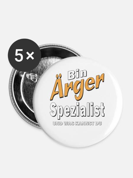 Bin Ärger Spezialist - Buttons groß 56 mm (5er Pack) - Weiß