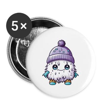 Winter Eskimo Comic Winterlich - Buttons groß 56 mm (5er Pack) - Weiß - Vorne