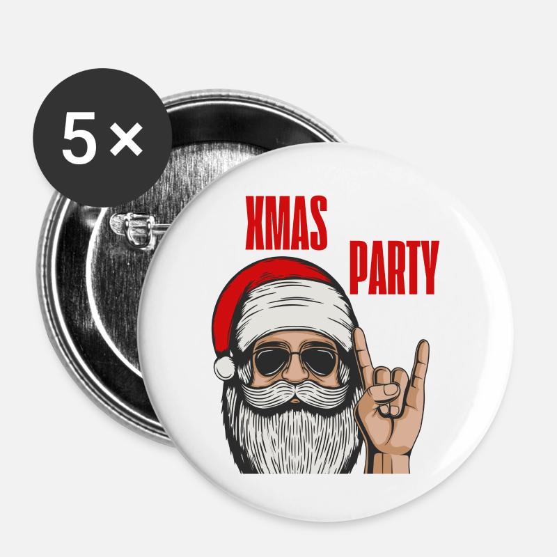 Cool Xmas Party | XMAS - Buttons large 2.2''/56 mm (5-pack) - white