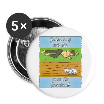 MENSCH TRAURIG KATZE - Buttons groß 56 mm (5er Pack) - Weiß - Vorne