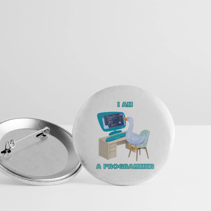 A Programmer Duck, a Fun Design for Programmers Buttons large 2.2''/56 mm (5-pack)