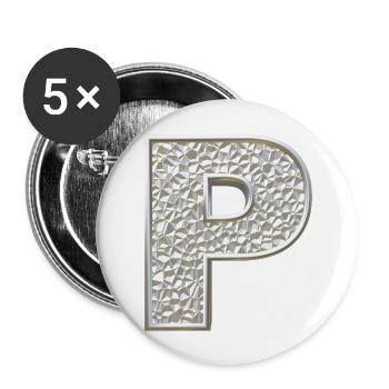 P, letter, letter P, initial, initial P, monogram, - Buttons large 2.2''/56 mm (5-pack) - white - Front