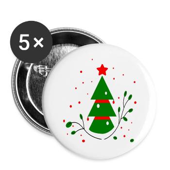 Christmas, Christmas Tree - Buttons large 2.2''/56 mm (5-pack) - white - Front