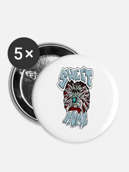 Süßes Zuhause - Buttons groß 56 mm (5er Pack) - Weiß