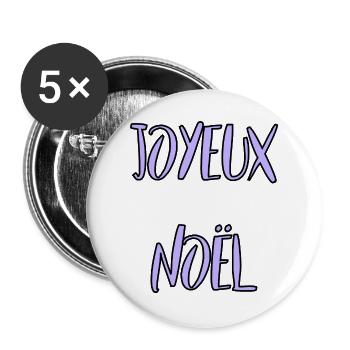NOËL. ANNEE. ANNIVERSAIRE. RETRAITE. - Lot de 5 grands badges (56 mm) - blanc - Devant