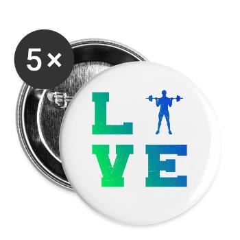 Fitness Hommes Musculation Cardio Femmes - Lot de 5 grands badges (56 mm) - blanc - Devant