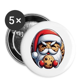 Weihnachtsmann als Keks - Buttons groß 56 mm (5er Pack) - Weiß - Vorne