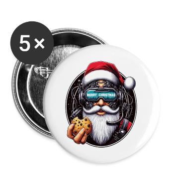 Père Noël cyberpunk - Lot de 5 grands badges (56 mm) - blanc - Devant