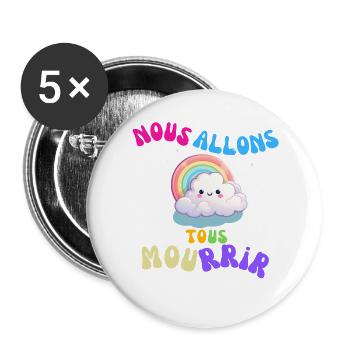 Nuage Arc-en-Ciel Mignon et Mordant - Lot de 5 grands badges (56 mm) - blanc - Devant