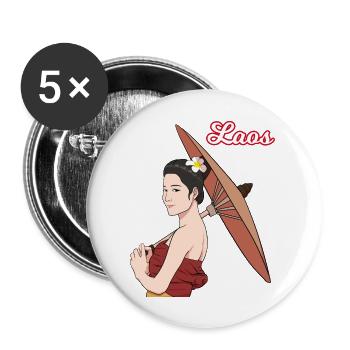 Laos Laote Laoten Mädchen Kleid Lao I Geschenk - Buttons groß 56 mm (5er Pack) - Weiß - Vorne