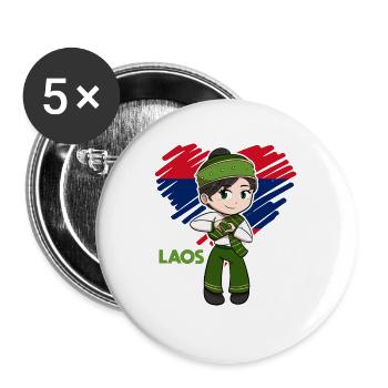 Laos Laote Laoten Mädchen Kleid Lao I Geschenk - Buttons groß 56 mm (5er Pack) - Weiß - Vorne