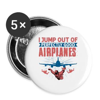 Je saute d’un parachute d’avion parfaitement bon - Lot de 5 grands badges (56 mm) - blanc - Devant