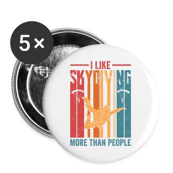 I Like Skydiving More Than People Parachute Skydiv - Buttons large 2.2''/56 mm (5-pack) - white - Front