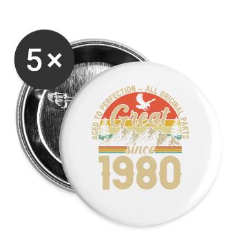 1980 - A legendary vintage - Buttons large 2.2''/56 mm (5-pack) - white - Front