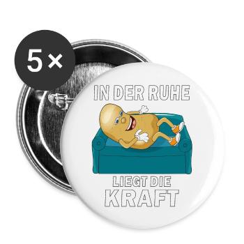KARTOFFEL IN DER RUHE LIEGT DIE KRAFT - Buttons groß 56 mm (5er Pack) - Weiß - Vorne