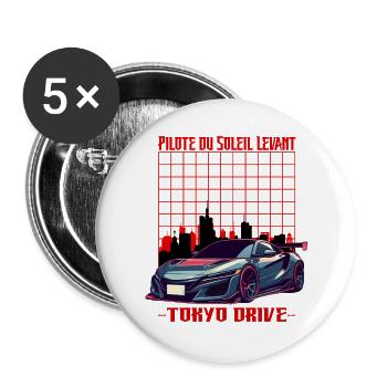 Tokyo Drive Soleil Levant - Lot de 5 grands badges (56 mm) - blanc - Devant