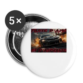 Pilote d'Âme et d'Asphalte - Lot de 5 grands badges (56 mm) - blanc - Devant