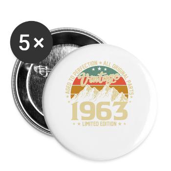Vintage 1963 Geburtstagsgeschenk - Buttons groß 56 mm (5er Pack) - Weiß - Vorne