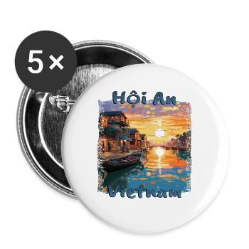 Hoi An Vietnam - Coucher de soleil romantique à - Lot de 5 grands badges (56 mm) - blanc - Devant