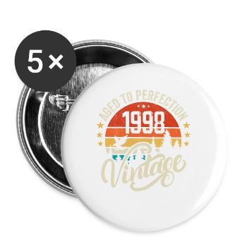 1998 Vintage - Birthday Gift 1998 Retro 1998 - Buttons large 2.2''/56 mm (5-pack) - white - Front