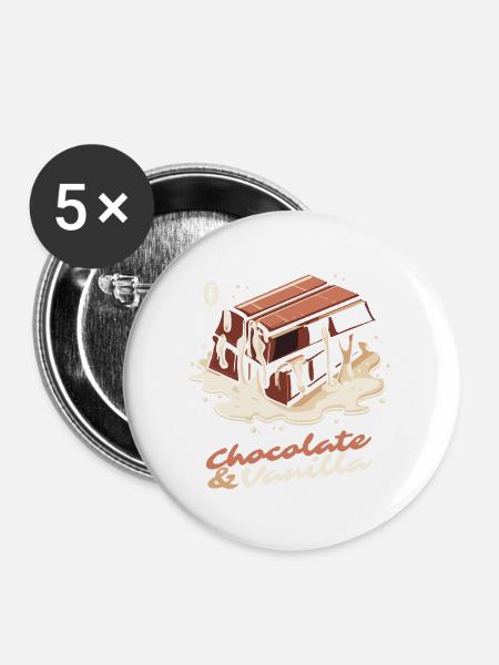 Schokolade und Vanille - Buttons groß 56 mm (5er Pack) - Weiß