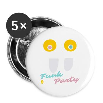 Crazy Eyes: Funk Music Party - Buttons large 2.2''/56 mm (5-pack) - white - Front