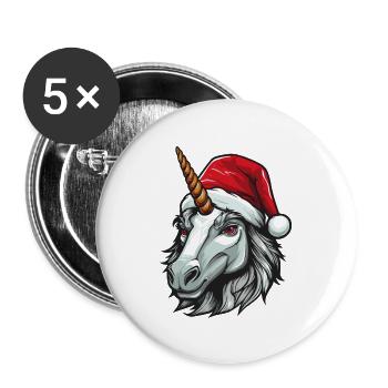 Unicorn Head Christmas Xmas - Buttons large 2.2''/56 mm (5-pack) - white - Front