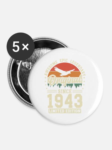1943: Zeitlos Legendär - Buttons groß 56 mm (5er Pack) - Weiß