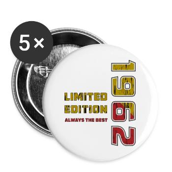 JAHRESZAHL 1962 - Buttons groß 56 mm (5er Pack) - Weiß - Vorne