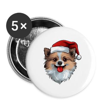 Pomeranian Dog Head Christmas Pomeranian - Buttons large 2.2''/56 mm (5-pack) - white - Front