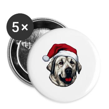 Kangal Dog Head Christmas Xmas - Buttons large 2.2''/56 mm (5-pack) - white - Front