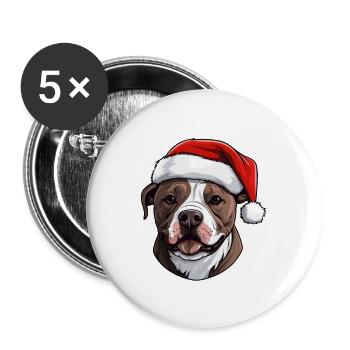 Staffordshire Bull Terrier Dog Head Christmas - Buttons large 2.2''/56 mm (5-pack) - white - Front