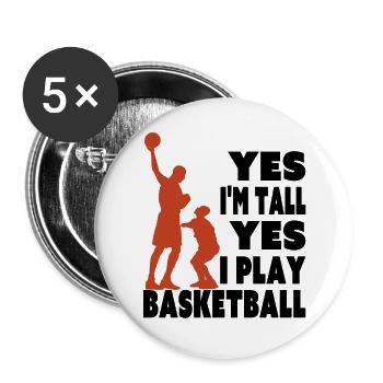 Ja, ich bin groß, ich spiele Basketball, lustig, großer Spieler - Buttons groß 56 mm (5er Pack) - Weiß - Vorne