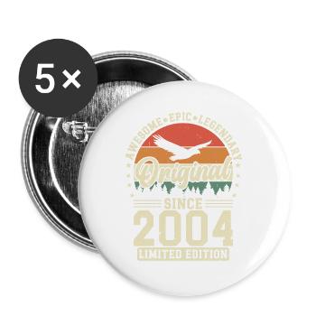 Millésime 2004 - légendaire cadeau d’anniversaire de 20 ans - Lot de 5 grands badges (56 mm) - blanc - Devant