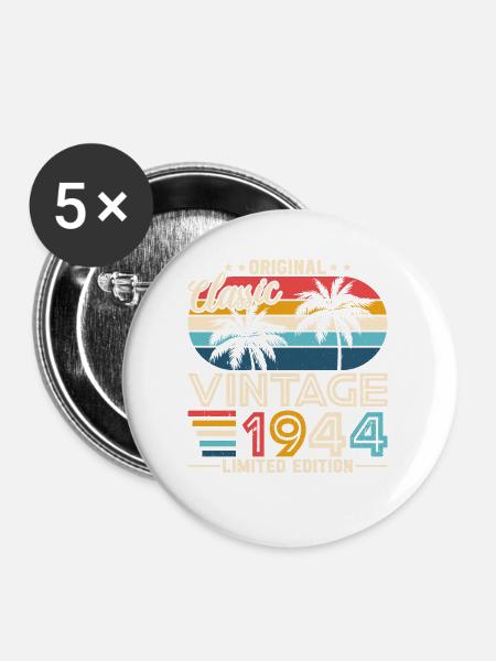 1944 - Zeitlose Eleganz - Buttons groß 56 mm (5er Pack) - Weiß