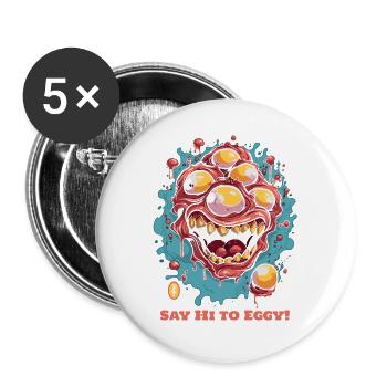 Say hello to Eggy, the monster of fried eggs - Buttons large 2.2''/56 mm (5-pack) - white - Front