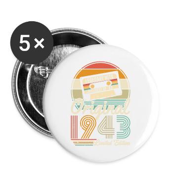 Vintage 80th Birthday Gift - Vintage 1943 - Buttons large 2.2''/56 mm (5-pack) - white - Front