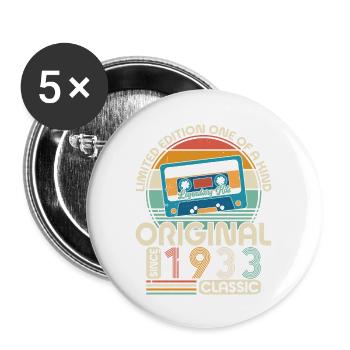 Millésime 1933 Anniversaire - Lot de 5 grands badges (56 mm) - blanc - Devant